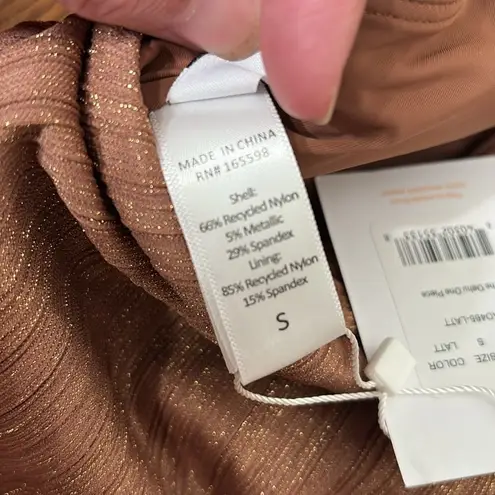 ANDIE Swim Oahu Lace-Up One-Piece Swimsuit sparkle Latte size S NWT