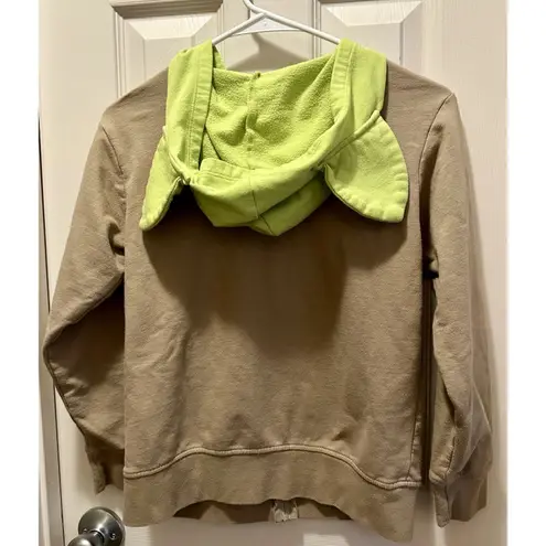 Star Wars Star Wars womens tan with green Yoda ears hoodie zippered sweatshirt Size M