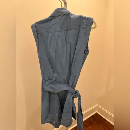 Derek Lam 10 Crosby Giselle Tie‑Front Cargo Mini Dress Light Wash Denim 6 NWT Blue