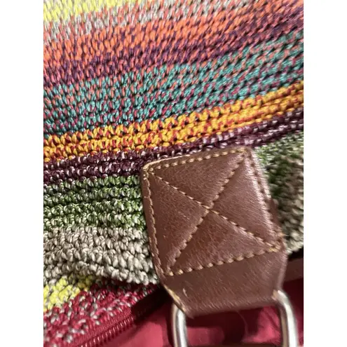 The Sak Crochet Multi Colored Stripes Boho Shoulder Bag Purse