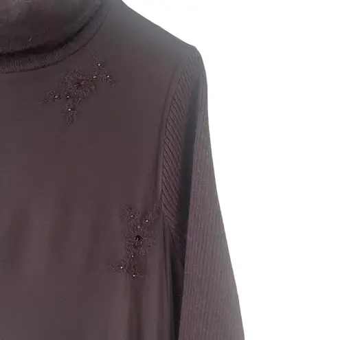 Sundance Women's Size Small Brown Embroidered Floral Brown Sweater Dress