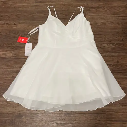 JJ's House NWT JJ’s House A-line V-Neck Mini Chiffon Homecoming Dress Ivory Ruffle sz 18W