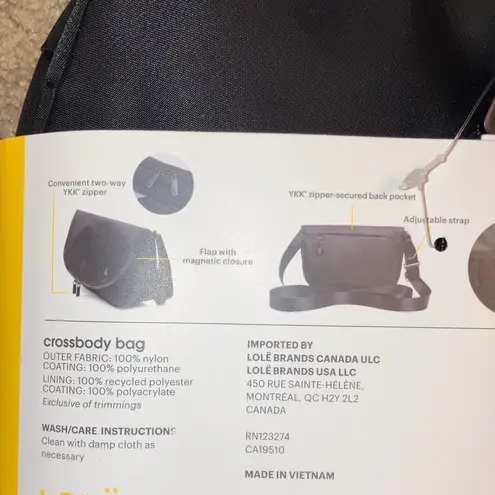 Lole NWT Lolë Women's Crossbody Bag in Black