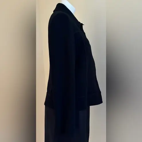 Jones Wear Black Faux Leather Trim Around Edges With Shoulder pads Sz 12…