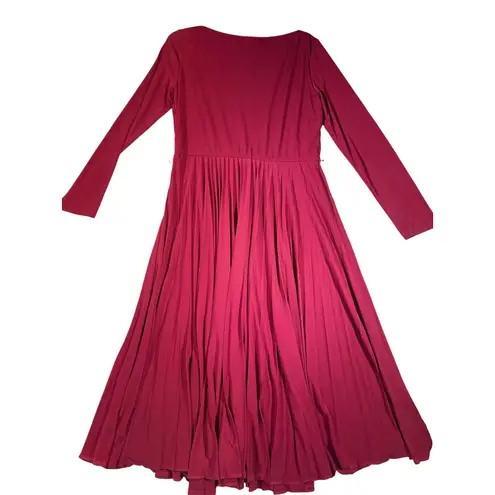 Coldwater Creek Red Long Sleeve Pleated Maxi Dress Size 12