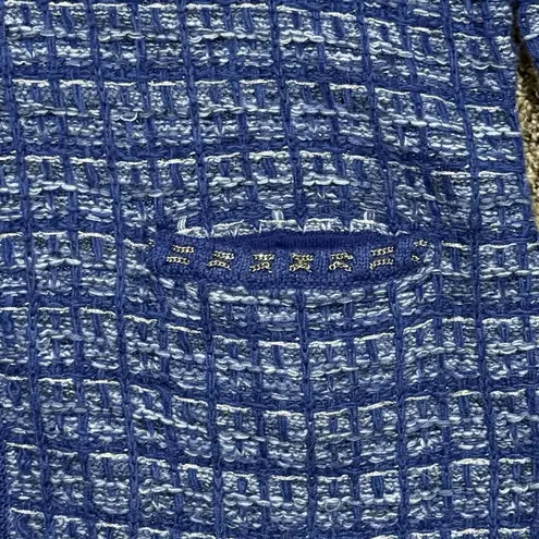 J. McLaughlin Merino Wool Blend Metallic Tweed Knit Cardigan Womens L Blue Silver