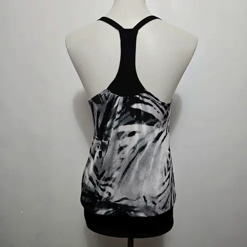 Topia Y2K Sleeveless Tank Top Cowl Neck Black White Abstract Print Rave Club Size L