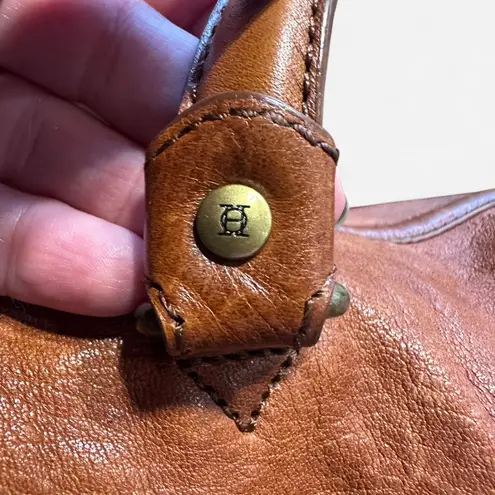 Olivia Heather Genuine Leather Satchel Bag Cognac Brown