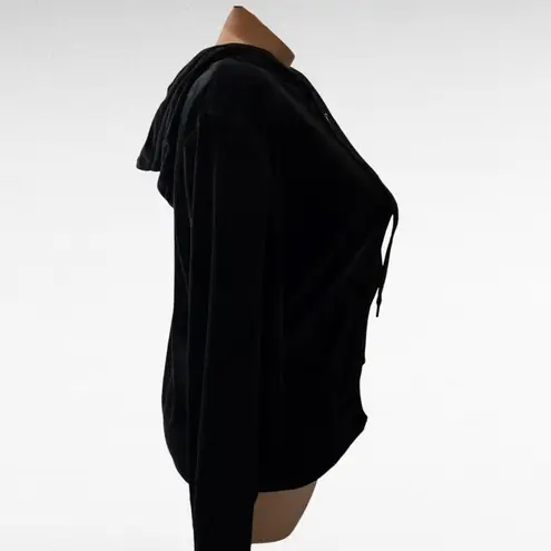 Paris Hilton Y2K Black Velour Rhinestone Full Zip Hoodie Jacket Large