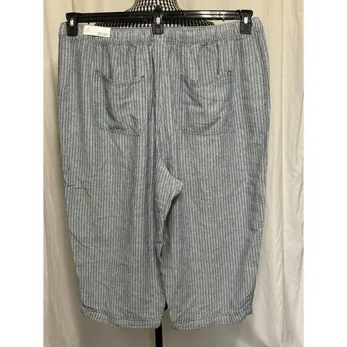 Lane Bryant  Pants Womens 22/24 Linen Blend Wide Leg Mid-Rise Stripe Pull On NEW!