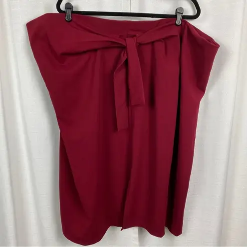 Eloquii Burgundy Deep Red Tie Front Midi Skirt Sz.28W