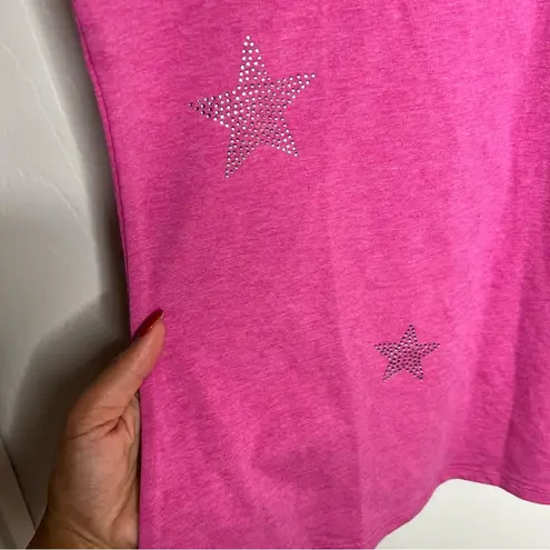 Bumble Bella by Jill Martin Soft Cotton Blend Bejeweled Star Short Sleeve Tee Pink