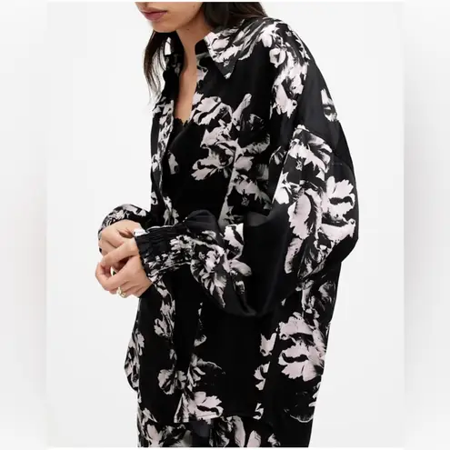 All Saints Charli Relaxed Fit Floral Silk Blend Shirt