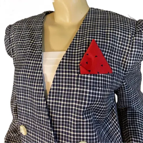 VINTAGE 1990'S KASPER ASL BLUE & WHITE BLAZER W/DETACHABLE DICKIE (12)