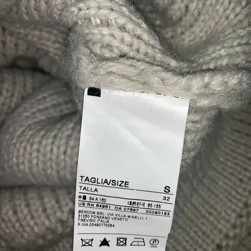 Sisley Womens Long Sweater Coat Size S Beige Button Front Boho Fringe Italy