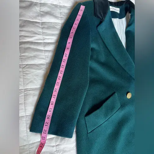 Vintage Black Velvet & Dark Green Long Wool Dressy Overcoat Holiday