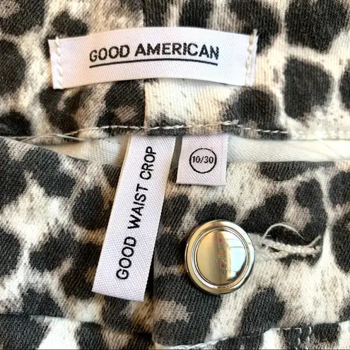 Good American NEW  Good Waist Crop Jeans Snow Leopard