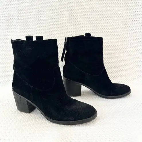 Sam Edelman  Black Suede Farrell Western Style High Cut Heeled Ankle Boots 8