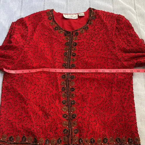 Laurence Kazar Laurence Kazan vintage red silk jacket.