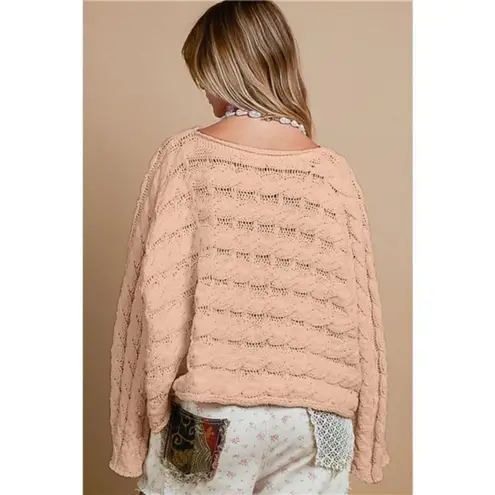 POL Round Neck Cable Knit Cropped Sweater