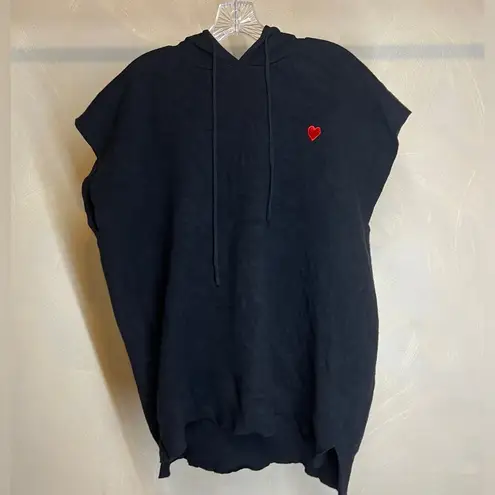 Yummyyoung Women Black Mini Heart Sleeveless minimalist Sweater Hoodie Vest|SZ:L Size L