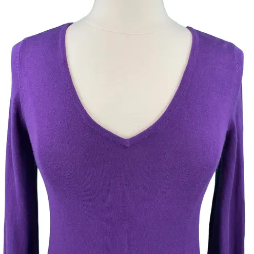 Lacoste Eggplant Purple Classic V-Neck Knit Sweater