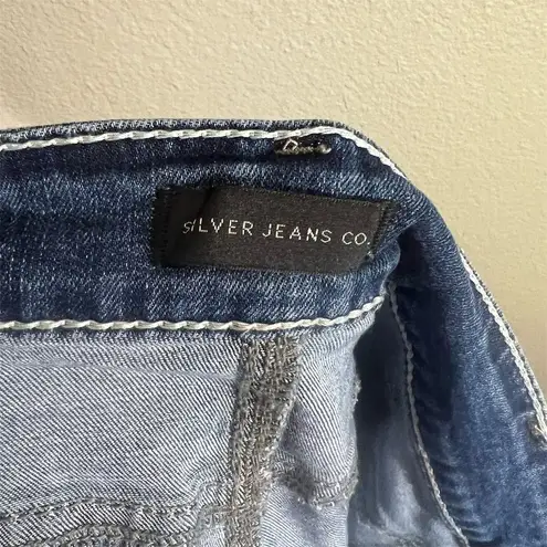 Silver Jeans Co. Women's Boyfriend Distressed Denim Shorts Blue Size 18