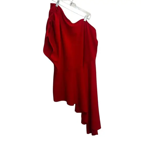 Ashley Stewart Plus Size 22 Red One Shoulder Asymmetric Top Party Holiday