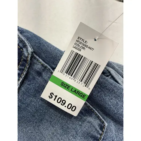 Habitual Womans Knee Length Dress Large Blue Denim Long Sleeve Full Snap Pockets