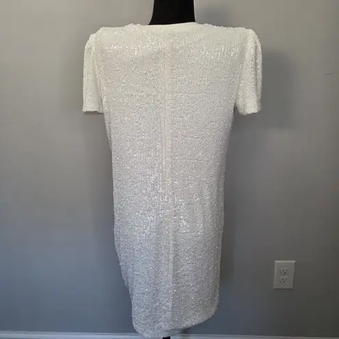 Generation Love Donna Sequin Mini Straight Dress Puff Sleeves Shell Medium