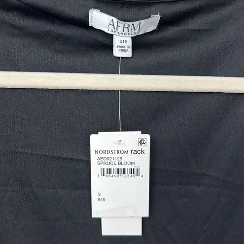 AFRM Los Angeles Gesine Long Sleeve Ruched Bodycon Dress Size S In Spruce Bloom Black