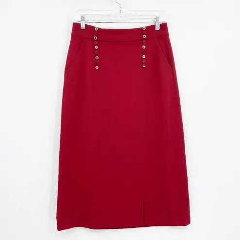 ALC Frank A.L.C. Sydney Slit Midi Skirt Red Buttons