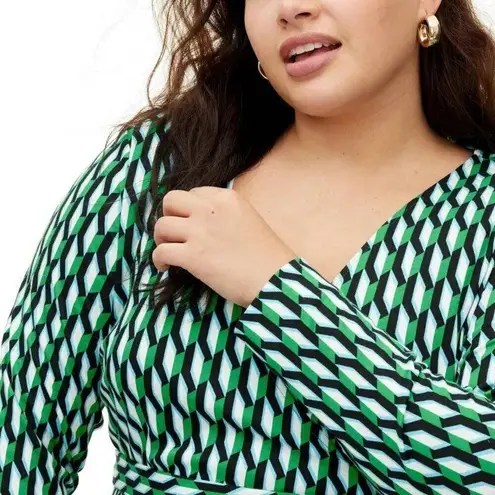 Diane Von Furstenberg 💕DVF x TARGET💕 Long Sleeve Midi Arrow Geo Green Wrap Dress XL