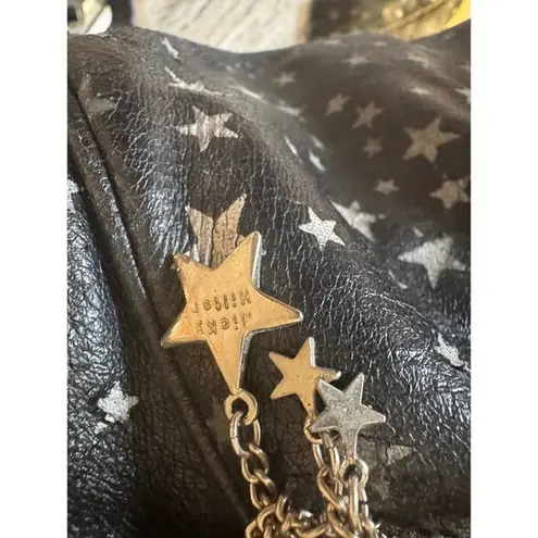 Nicky Hilton X Samantha Thavasa Y2K Black Star Print Leather Hobo Shoulder Bag
