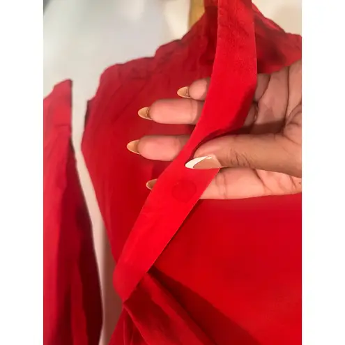 C/MEO COLLECTIVE Silk Red Wrap Blouse M Minimalist Preppy office Holiday