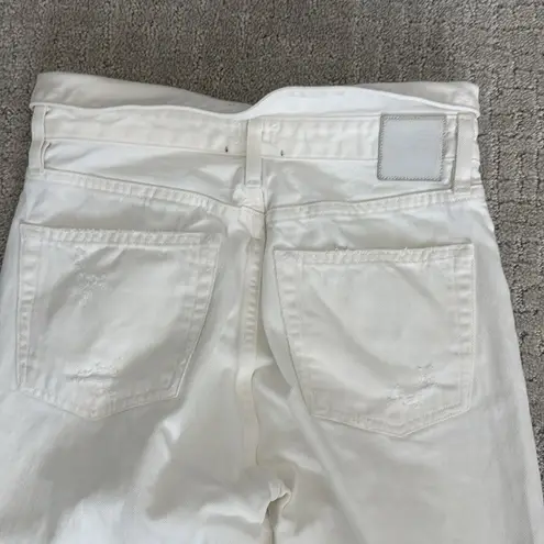 Jean Atelier Flip Straight Leg Jeans in White Sand distressed button fly Size 26
