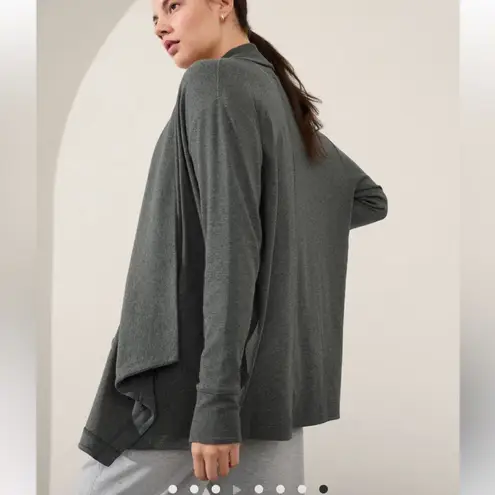 Athleta Pranayama Restore Rib Wrap Long Sleeve Cardigan in Charcoal Grey Sz M