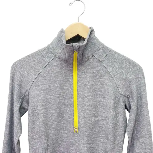 Lululemon  Race Your Pace Half Zip Heather Gray Rulu Top Yellow Zip Size 6