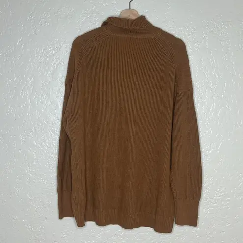 J.Crew Ribbed Cotton Cashmere Relaxed Turtleneck Sweater Camel Tan Size Large - Image 3
