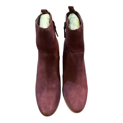 Violet & Red Jay Jay suede stacked heel wedge ankle fall booties burgundy Size 10