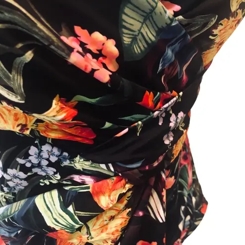 MiracleSuit Dreamsuit One Piece Slimming Hawaiian Print Wrap Style Ruched Swimsuit Sz 10