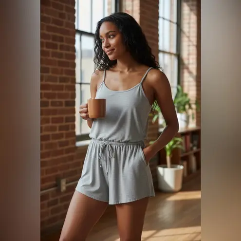 Eberjay EBERJEY Gray Women's Pajama Romper Size medium