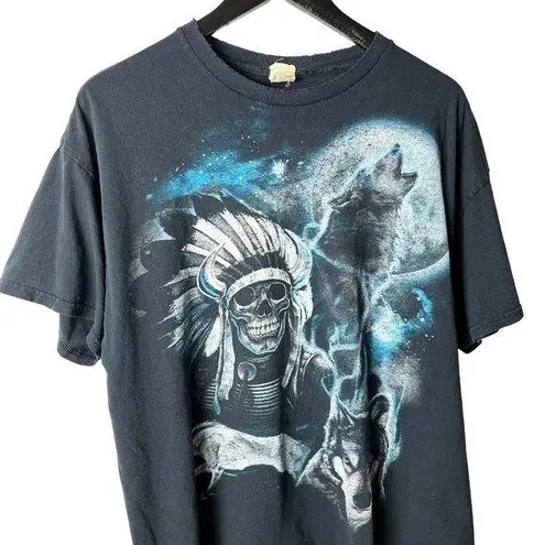 Distressed Vintage Y2K T Shirt Skeleton Mythical Creatures XL Black Graphic Tee