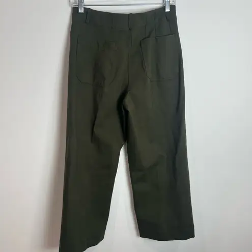 Quince Olive Green Ultra Stretch Ponte Cropped Wide Leg Pant