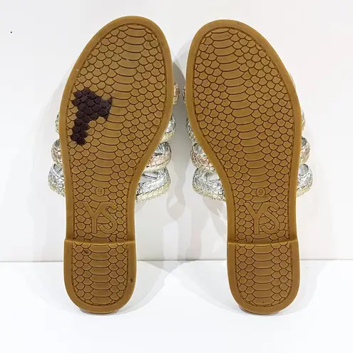 NEW Yosi Samra 9 Molly Braided Leather Slide Sandals Metallic Anthropologie NWOT Gold