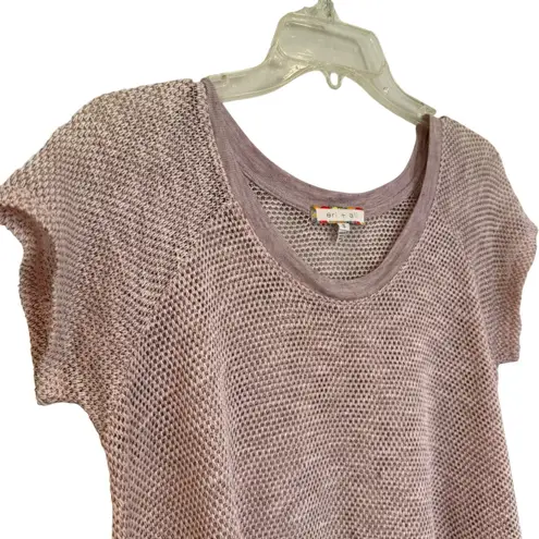 Eri +'Ali Anthropologie Maida Mesh Tee Women's Small Pale Pink Boho Hippie Y2K