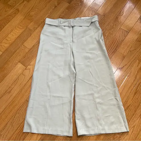 Ann Taylor  Wide leg trousers pants with matching belt cream high waisted Sz 14