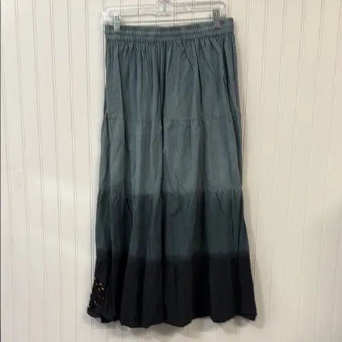 Boho hippie festival dip died embroidered long maxi skirt women's M Max Merra Blue Size M