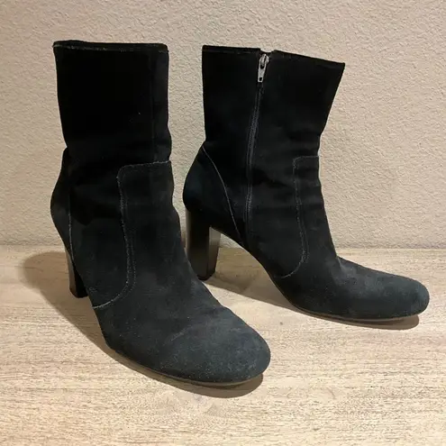 Unisa Black Suede Boots Booties - 3 inch heel - Zipper - Size 9.5 - 9 1/2 B