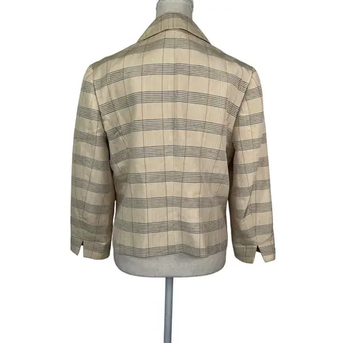 Vintage BCBG Maxazria Silk Blazer Striped Windowpane Blue Size 10